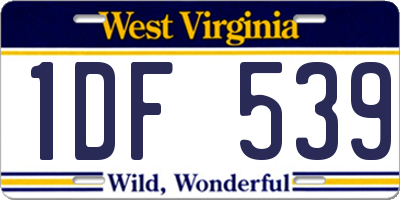 WV license plate 1DF539