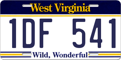 WV license plate 1DF541