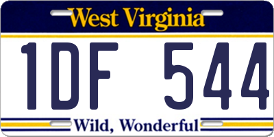WV license plate 1DF544
