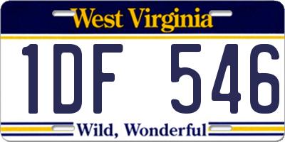 WV license plate 1DF546