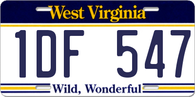 WV license plate 1DF547