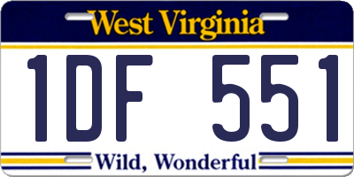 WV license plate 1DF551