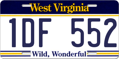 WV license plate 1DF552