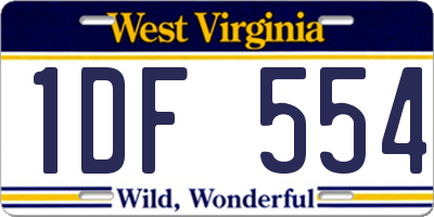WV license plate 1DF554