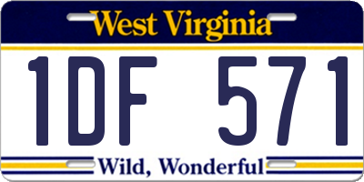 WV license plate 1DF571