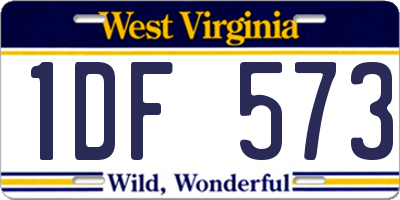WV license plate 1DF573