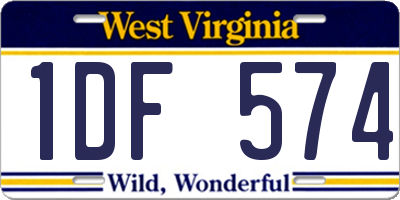 WV license plate 1DF574