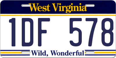 WV license plate 1DF578