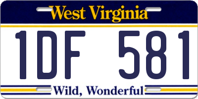 WV license plate 1DF581