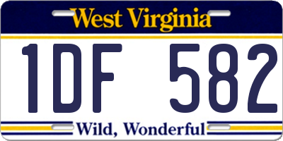 WV license plate 1DF582