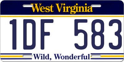 WV license plate 1DF583