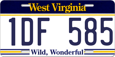 WV license plate 1DF585