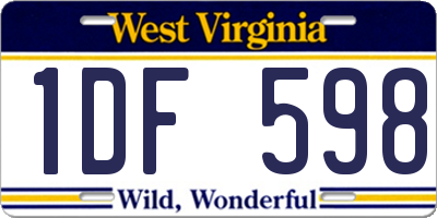 WV license plate 1DF598