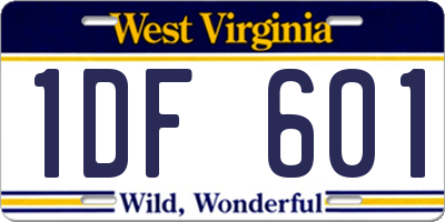 WV license plate 1DF601