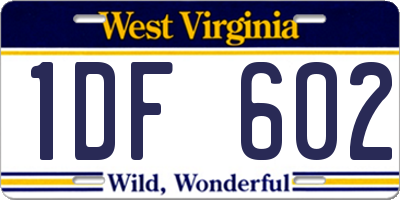 WV license plate 1DF602