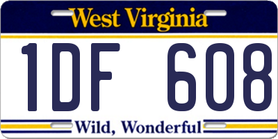 WV license plate 1DF608