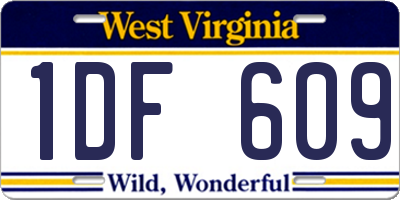 WV license plate 1DF609