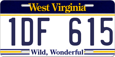WV license plate 1DF615