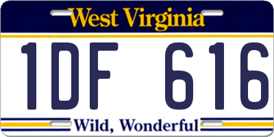 WV license plate 1DF616