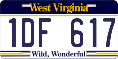 WV license plate 1DF617