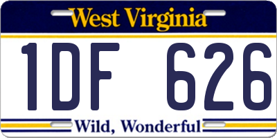 WV license plate 1DF626