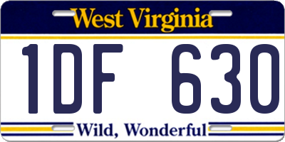 WV license plate 1DF630