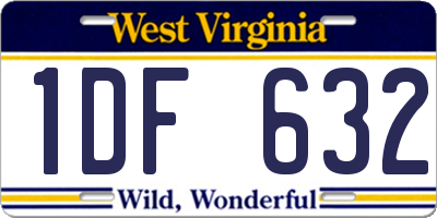 WV license plate 1DF632