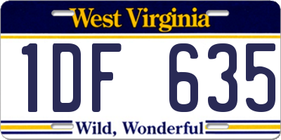WV license plate 1DF635