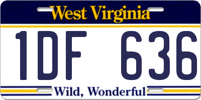 WV license plate 1DF636