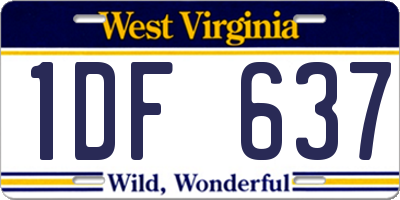 WV license plate 1DF637