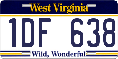 WV license plate 1DF638