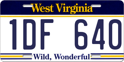 WV license plate 1DF640