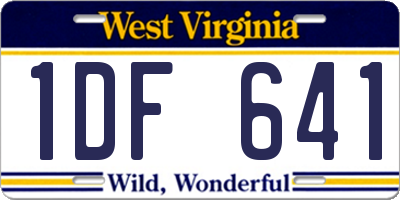 WV license plate 1DF641