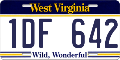 WV license plate 1DF642