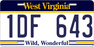 WV license plate 1DF643
