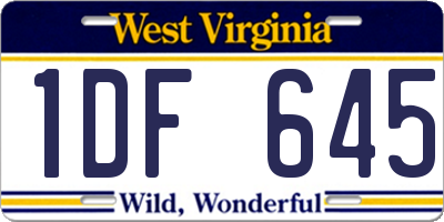 WV license plate 1DF645