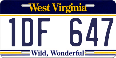 WV license plate 1DF647