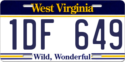WV license plate 1DF649