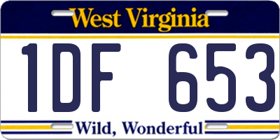 WV license plate 1DF653