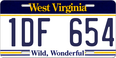 WV license plate 1DF654
