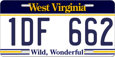 WV license plate 1DF662