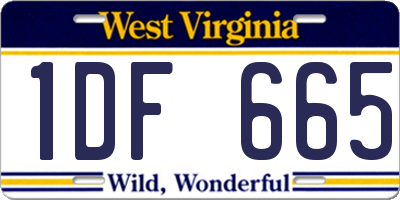 WV license plate 1DF665