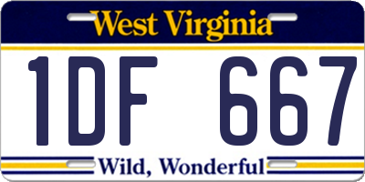 WV license plate 1DF667