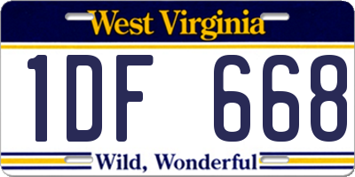 WV license plate 1DF668