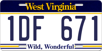 WV license plate 1DF671