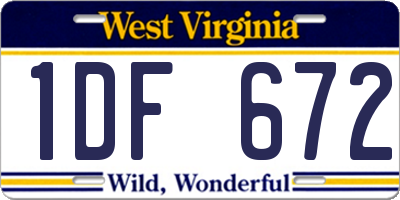 WV license plate 1DF672