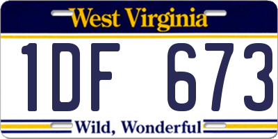 WV license plate 1DF673