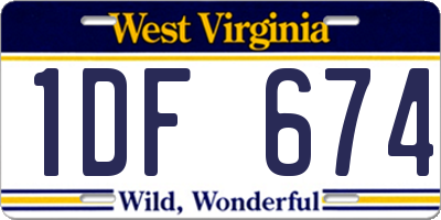WV license plate 1DF674