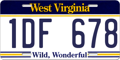WV license plate 1DF678