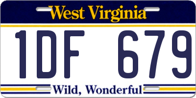 WV license plate 1DF679